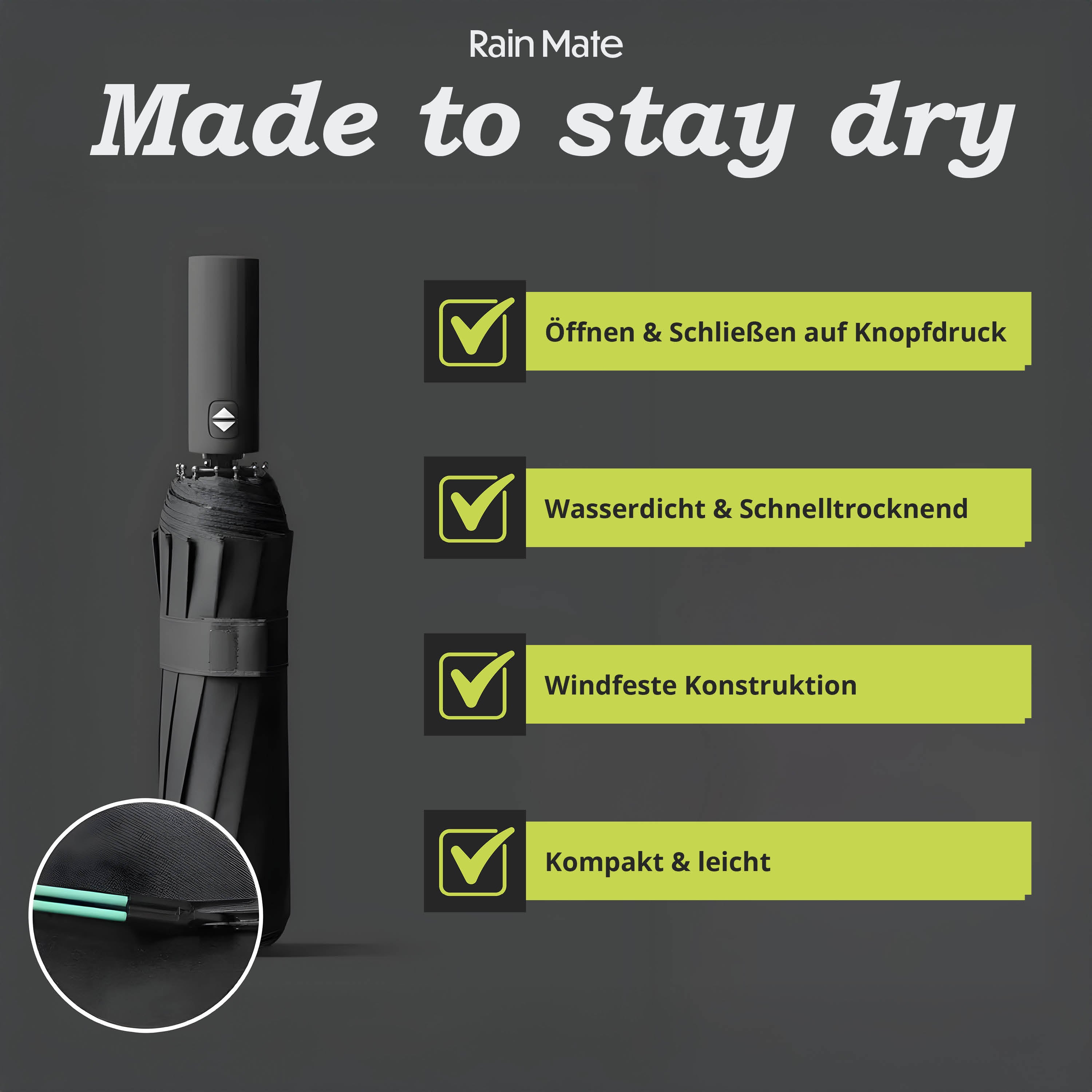 Personalisierbarer Automatik Regenschirm "RainMate"